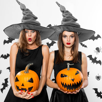 JenPen 2 Pcs Large Halloween Witch Hat Women Velvet Ruched Wide Gray One Size