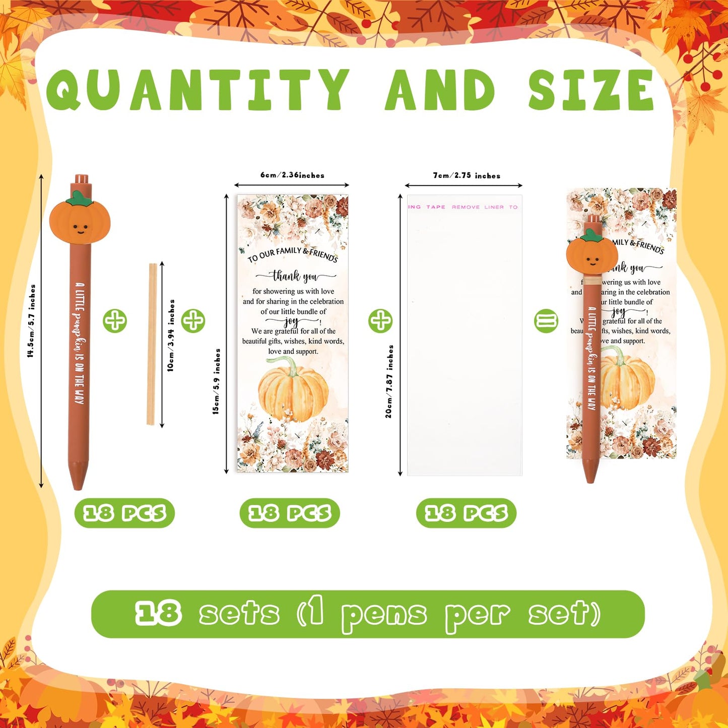 Watersay 18 Sets Thanksgiving Pumpkin Baby Shower Favors Fall Ballpoint Pens