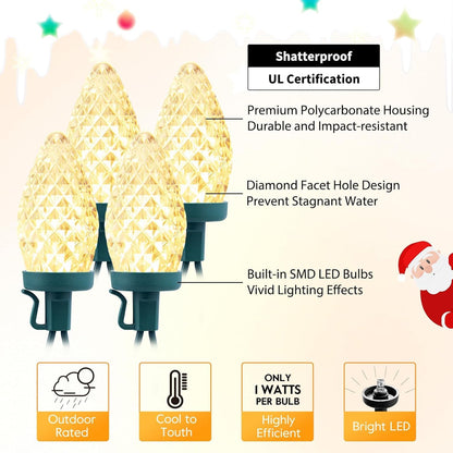 Brightown C9 LED Christmas String Lights 66ft 100 LED Warm White