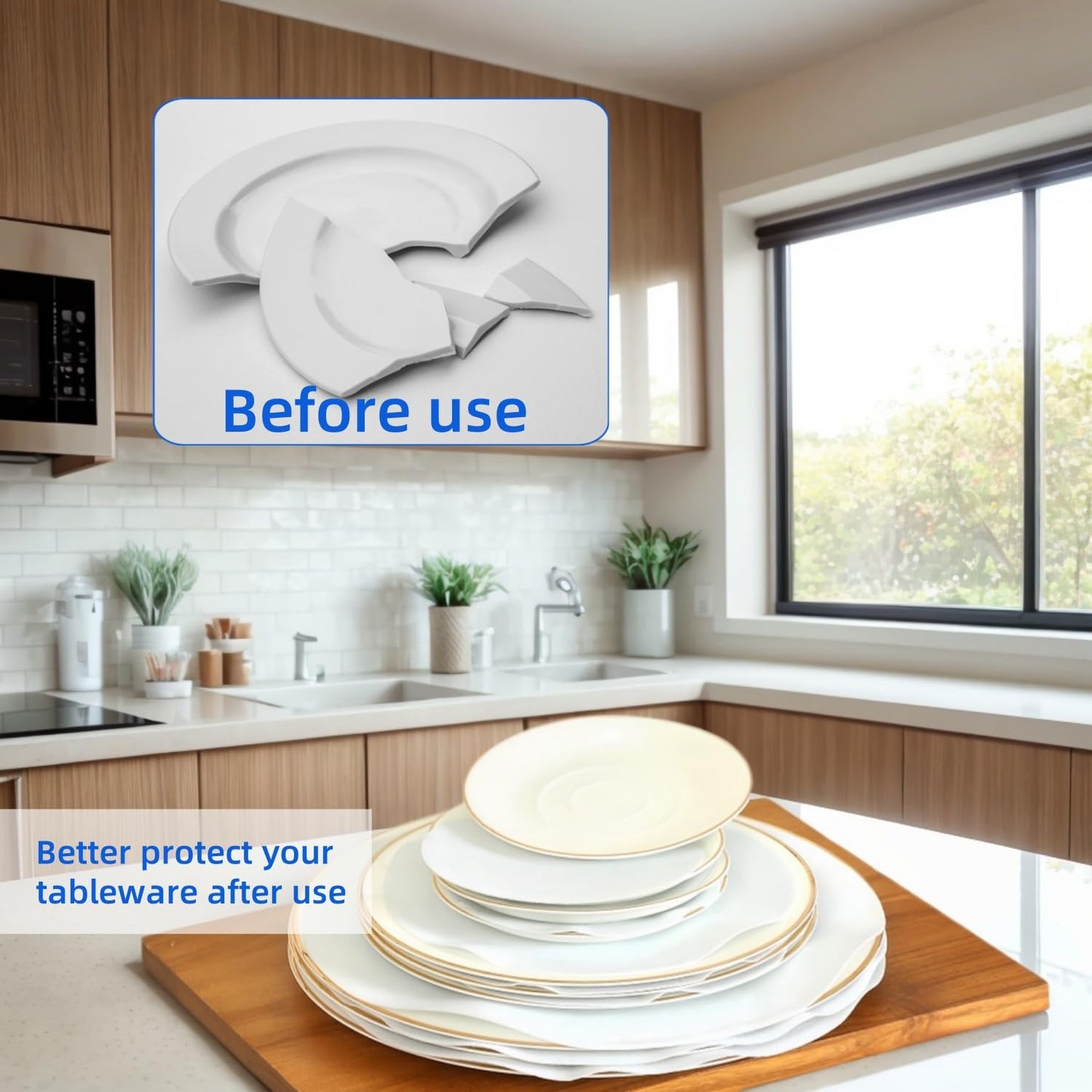 Ceramic Plate Separator Pads 36 Felt Protectors 10/6/4.5 Inch Washable Reusable