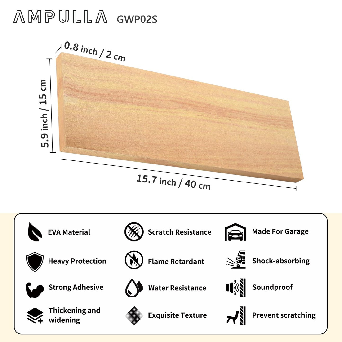 AMPULLA GWP02S Wood Grain Garage Wall Protector Car Door Protectors 2-Pack