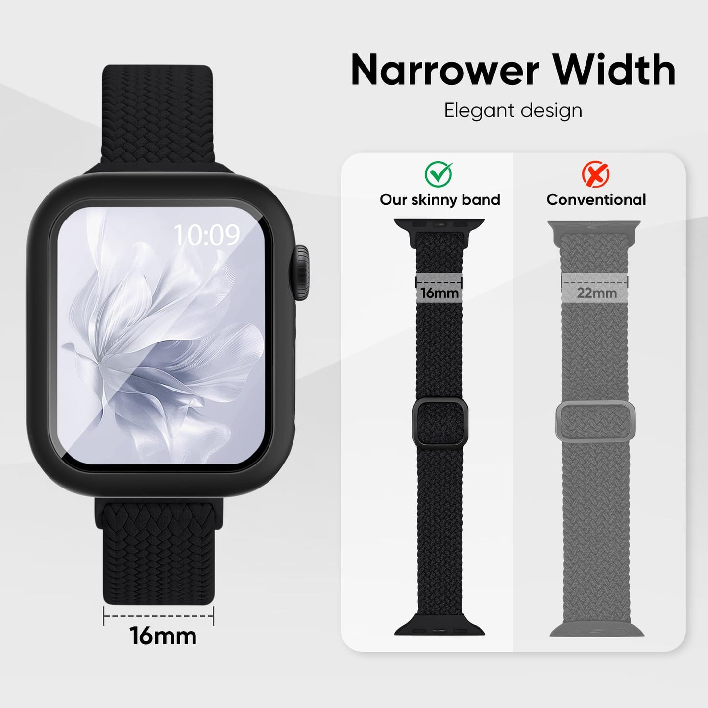 Butifacion Slim Braided Nylon Band Case for Apple Watch 40-46mm Black