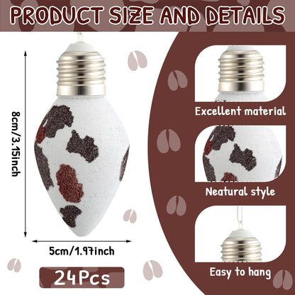 Simgoing 24 Pcs Cow Print Christmas Ornaments 3.15'' Rustic Western Decor