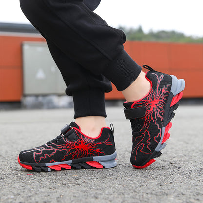 Sypsfwco Kids Running Sneakers Mesh Athletic Rubber Sole Black-Red Size 3.5 US