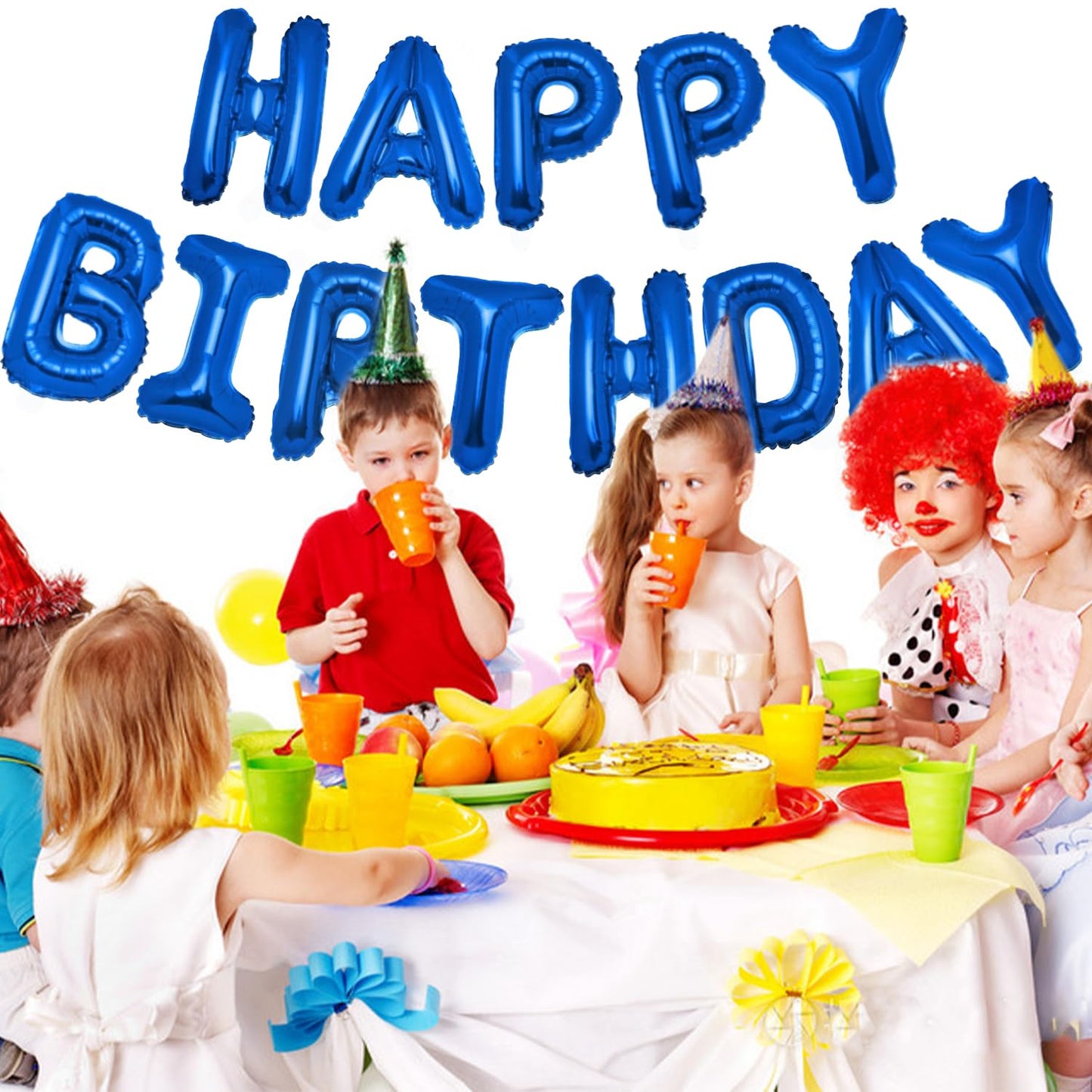 PIGETALE 16in Royal Blue Happy Birthday Balloon Banner 13pcs Aluminum