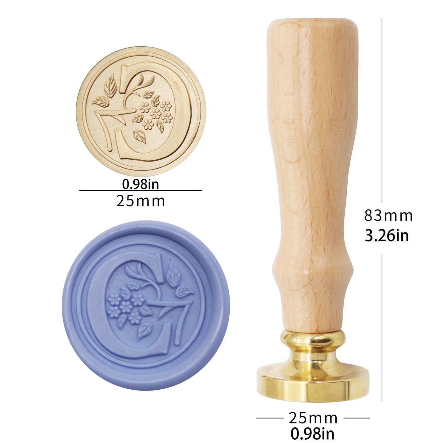 Alphabet Brass Wax Seal Stamps with Detachable Wood Handles for Invitations