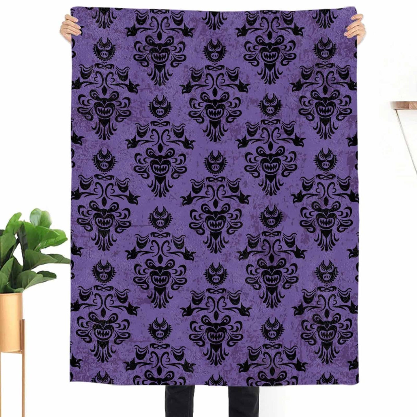 Zadaling Haunted House Halloween Throw Blanket Fleece Cozy 40x50 Purple Black