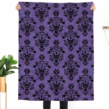 Zadaling Haunted House Halloween Throw Blanket Fleece Cozy 40x50 Purple Black