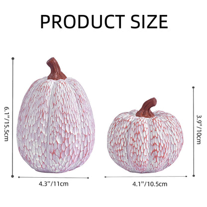 Ovootok Resin Pumpkins Fall Decorations White 2PCS Thanksgiving Decor