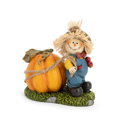 Hodao Thanksgiving Scarecrow Turkey Pumpkin Decor Farmhouse Fall Centerpiece Red