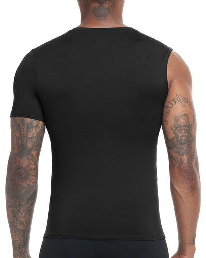 Roadbox Men's Compression Short Sleeve Athletic Shirt Black+White+Navy Size XL