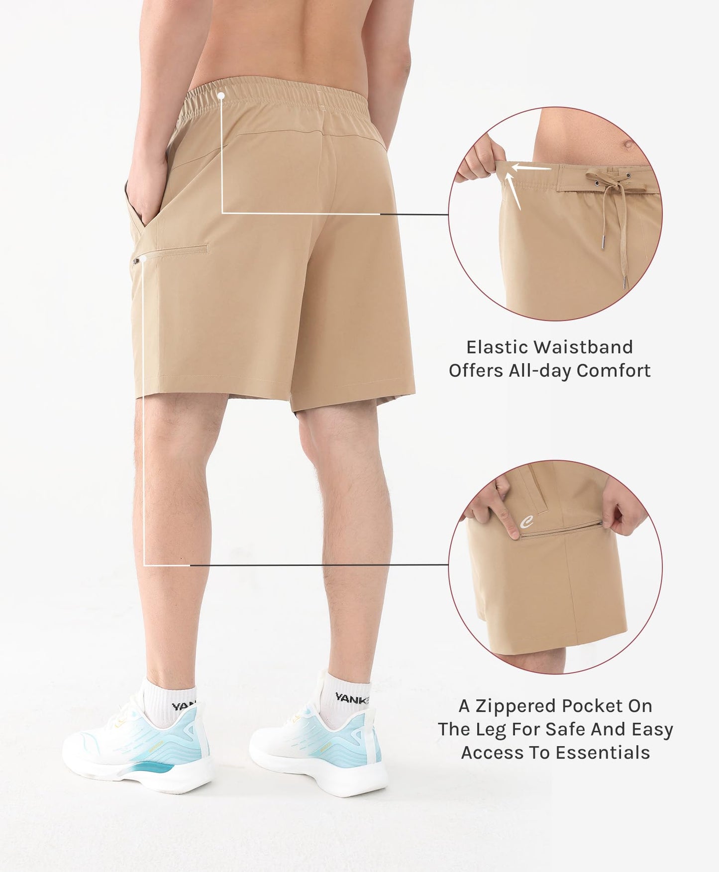 Cosmolle Hiking Cargo Shorts Quick Dry Stretch Lightweight Brown Size M