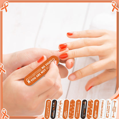 Lasnten 204 Pcs Orange Ribbon Nail Files Bulk Emery Boards Leukemia Awareness