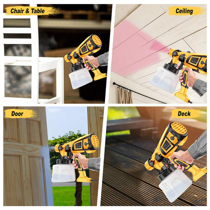 MirrorZone Paint Sprayer Tool 800W Electric Spray Gun Yellow for Furniture