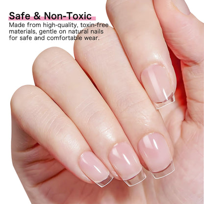 Creaglam Short Square Nail Tips 240Pcs Clear Acrylic 12 Sizes Soft Gel