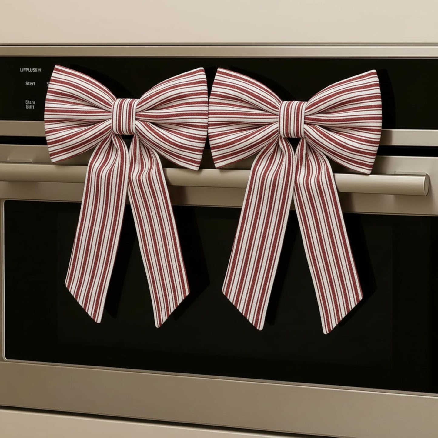 Hungdao Christmas Kitchen Towels 2 Pc Red White Stripes Decorative Bows