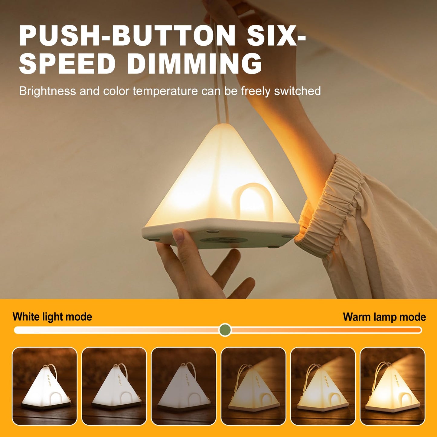 NPJGKY Portable Hanging Tent Night Light Desk Lamp Touch Dimmable Timer White