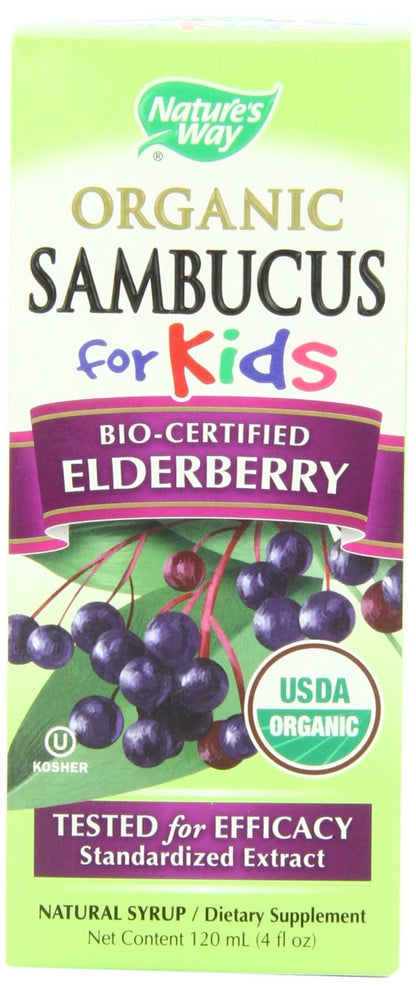 BestBy02/26 Nature's Way Organic Sambucus Kids Syrup Elderberry 4 fl oz