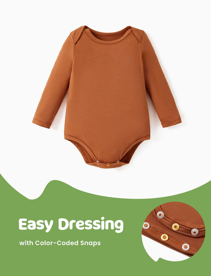 PATPAT Baby Boys Bodysuits 2-Pack Long Sleeve Train Print Brown Car Size 18-24M