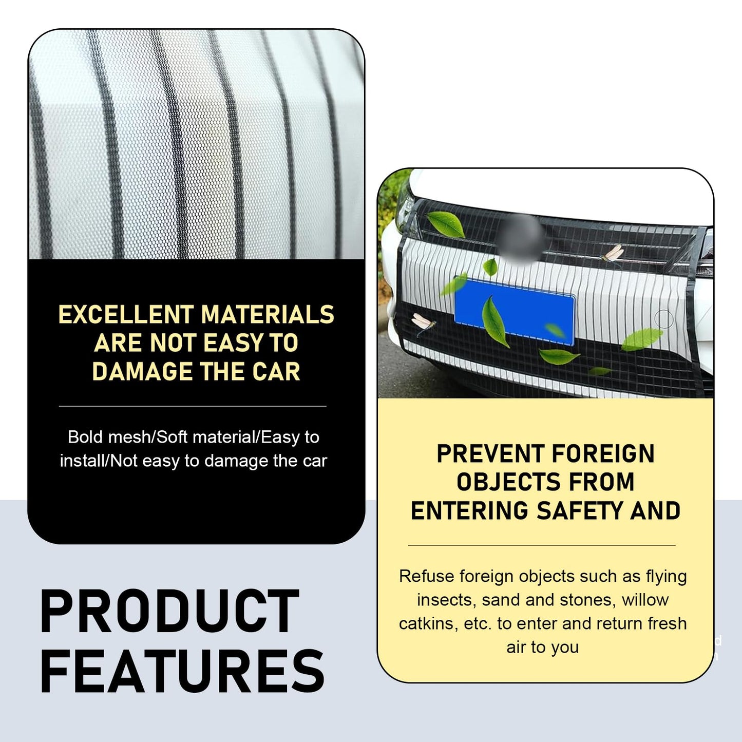 Downhill Front Hood Grille Protection Mesh 2PCS 41.33x31.49in Black