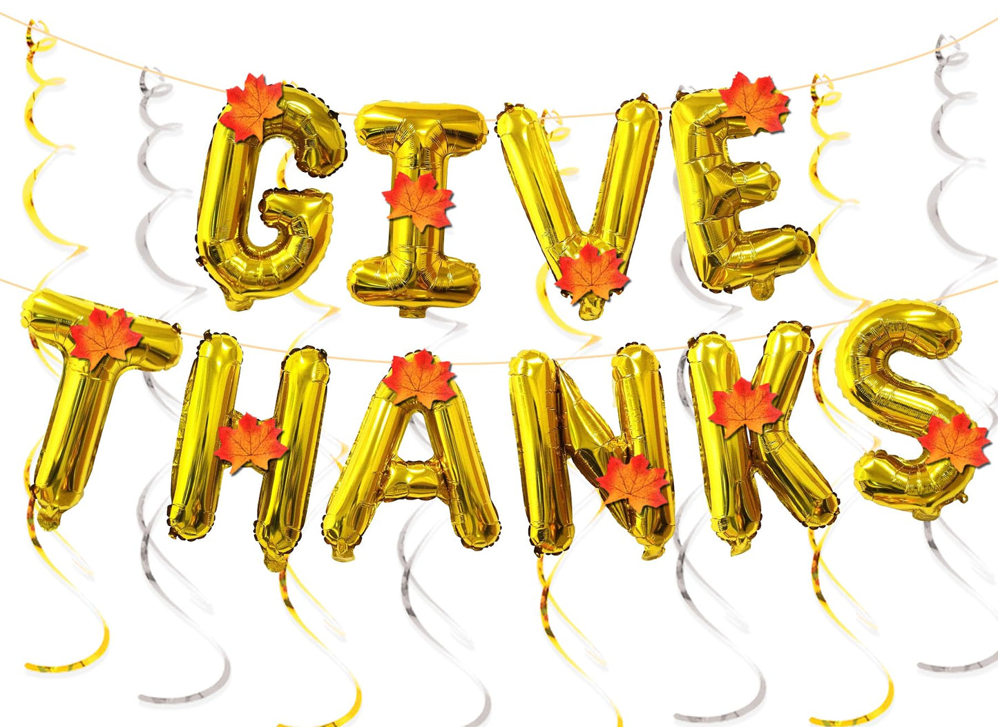 Pardi Give Thanks Banner Balloons 16in Gold Thanksgiving Party Decor Maple Leaf