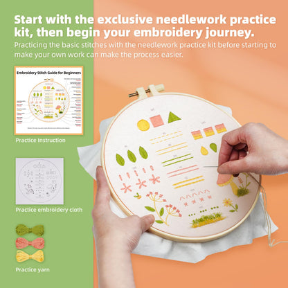 4 Pack Beginner Embroidery Kits DIY Starter Kit w Hoop Threads Tools