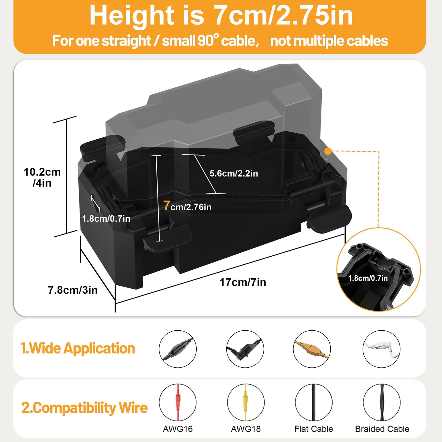 CFMASTER Outdoor Electrical Connection Box IP66 Weatherproof 7x3x4in Black