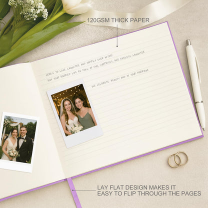 &And Per Se Purple Wedding Guest Book Hardcover Memory Keepsake Album