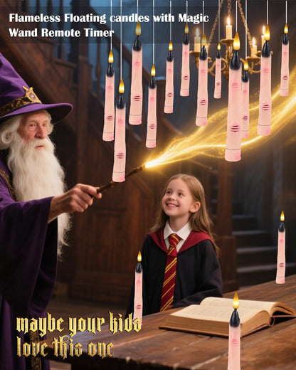 BVCNIG 20-Pack Halloween Floating Candles with Magic Wand Remote 6in Warm White