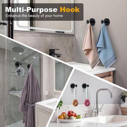 Homeshifters SUS 304 Stainless Steel Matte Black Suction Cup Hooks 2 Pc