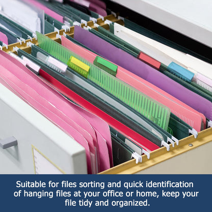 Tecreddy Hanging File Folder Tabs 60 Sets Multicolor 2" Clear Plastic Labels
