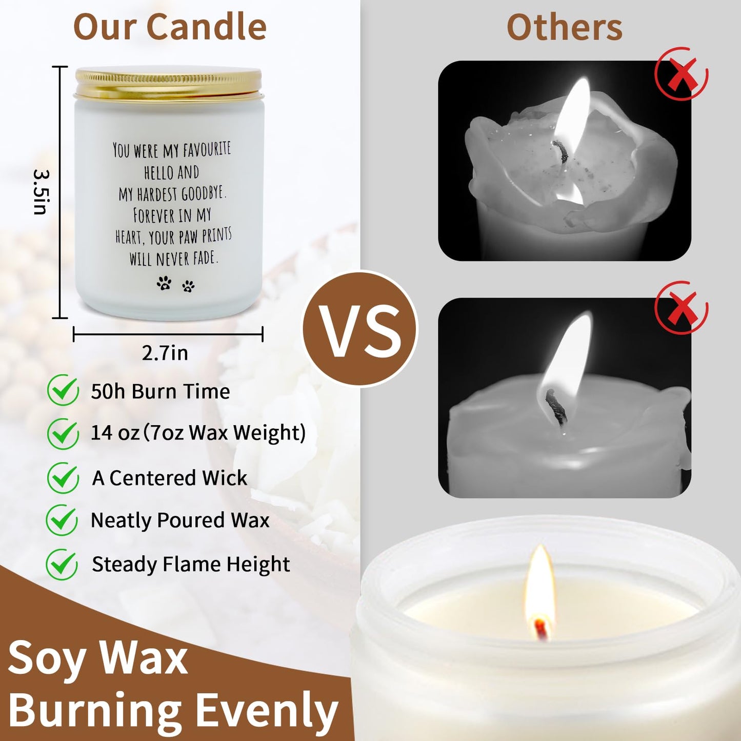 DFQ Freesia Scented Pet Memorial Candle Sympathy Gift for Dog Lovers