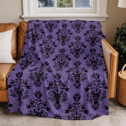 Zadaling Haunted House Halloween Throw Blanket Fleece Cozy 40x50 Purple Black