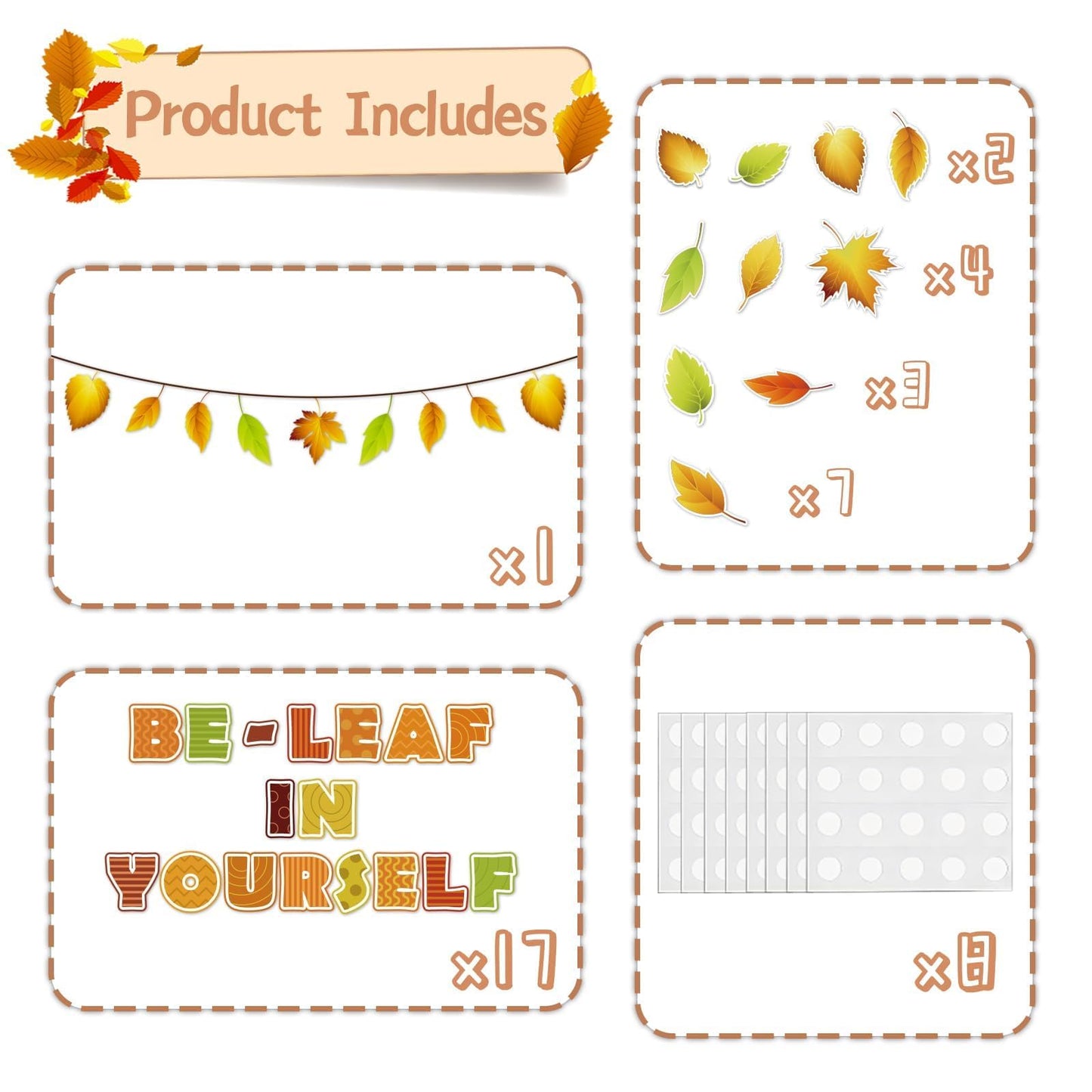 EggSun 112pcs Thanksgiving Fall Bulletin Board Decorations Maple Leaf 14x8in
