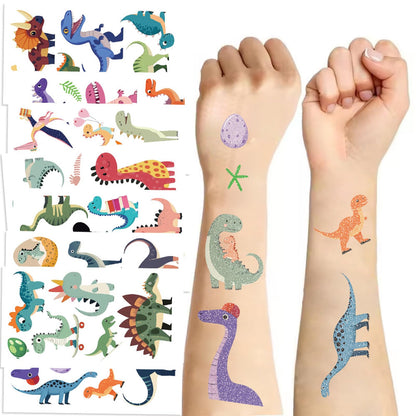SBOBUY Dinosaur Temporary Tattoos 10 Sheets Blue Cartoon Kids Party Favors