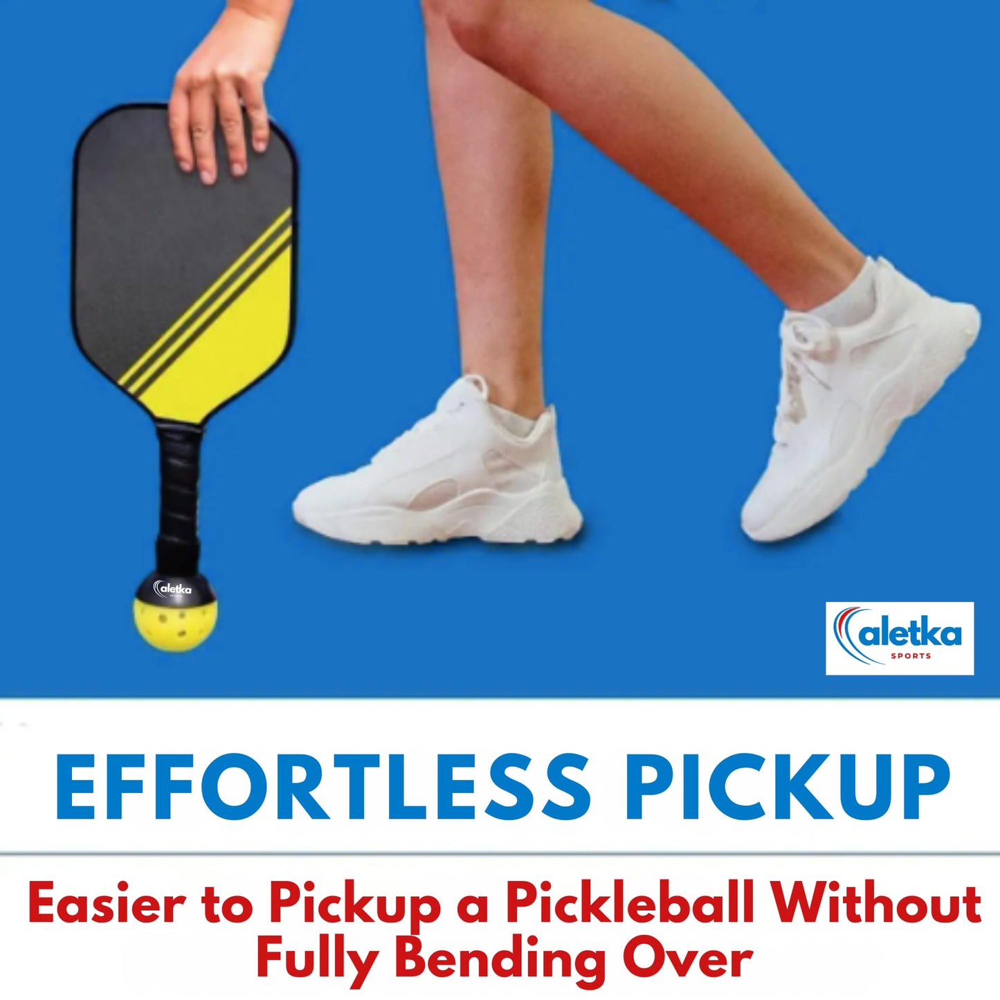 aletka 2-Pack Pickleball Ball Retriever Paddle Suction Cup Blue Pink