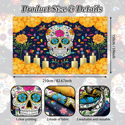Sendy Day of The Dead Sugar Skull Backdrop 7x5ft Vibrant Colors Vinyl