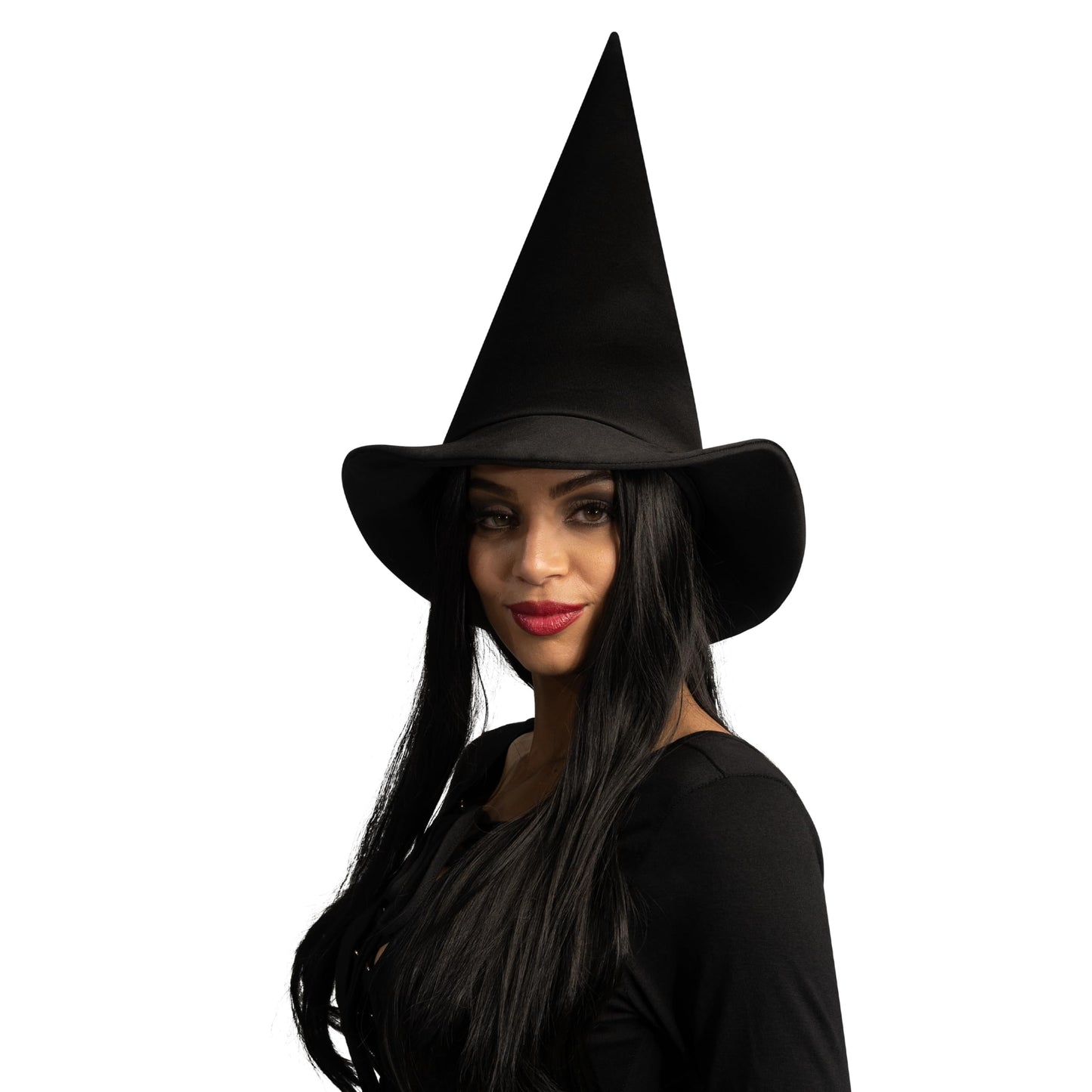 Spooktacular Creations Halloween Black Witch Hat Soft Satin Costume Accessory