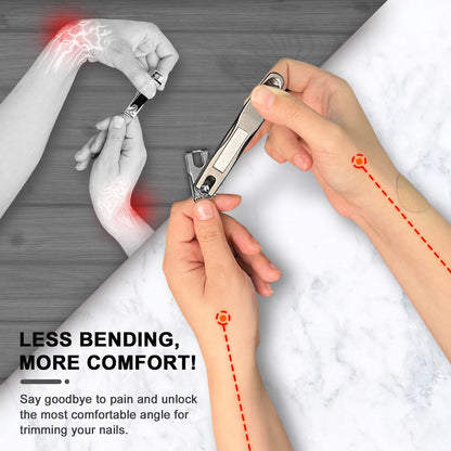 ILLFER Toe Nail Clippers 360° Rotating Long Handle Gold Stainless Steel