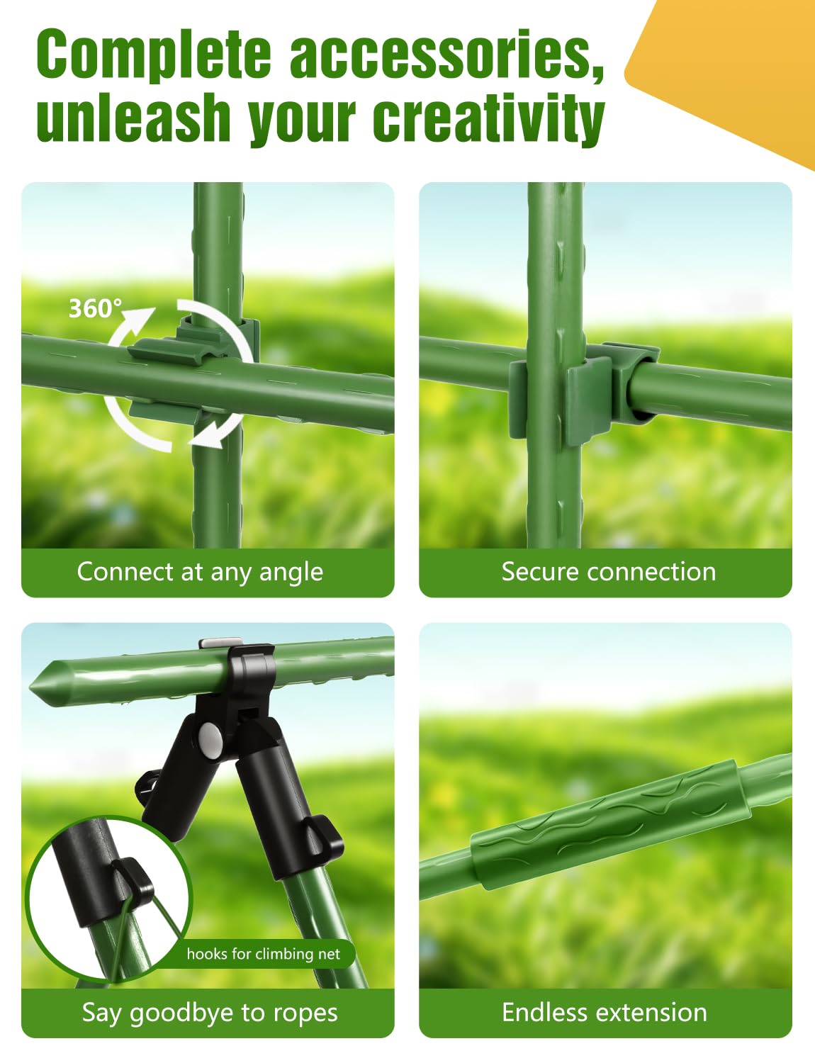 Joyhalo 20 Pack 17in Modular Garden Trellis Kit Green for Tomatoes Grapes