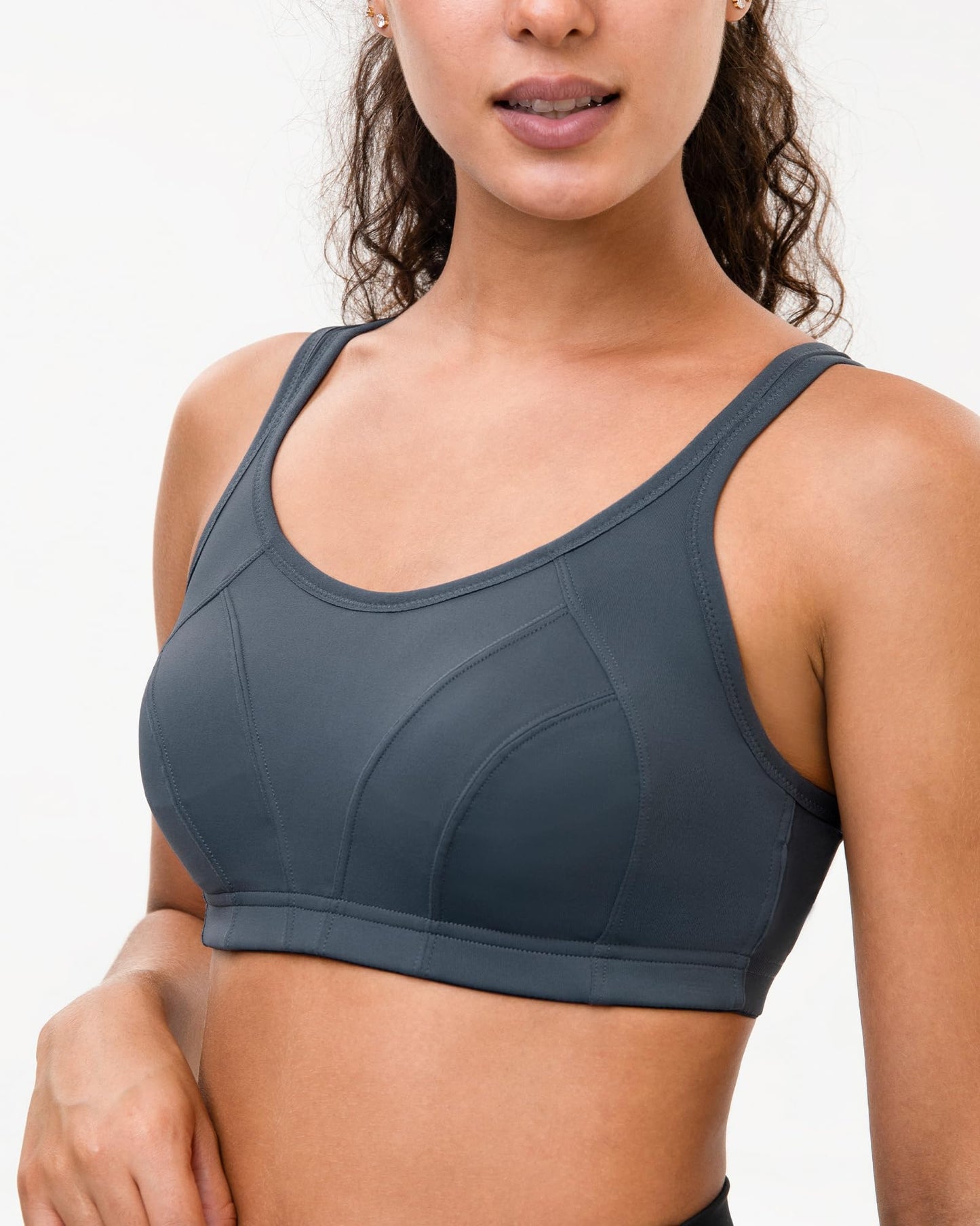 Luvrobes Women's Sports Bra Racerback Adjustable Straps Grey Size M