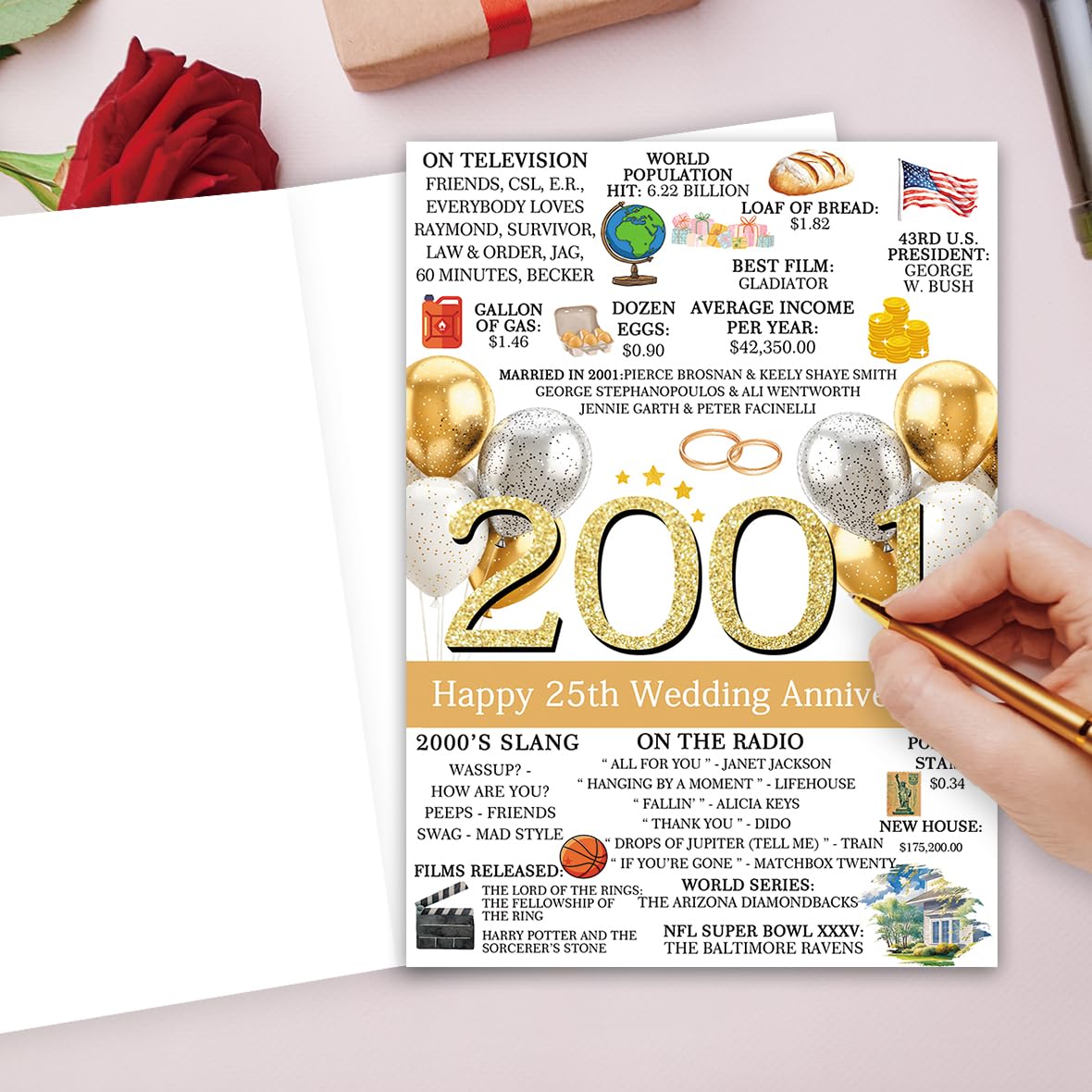 Hongshan 25th Wedding Anniversary Card for Couple Vintage hs-235