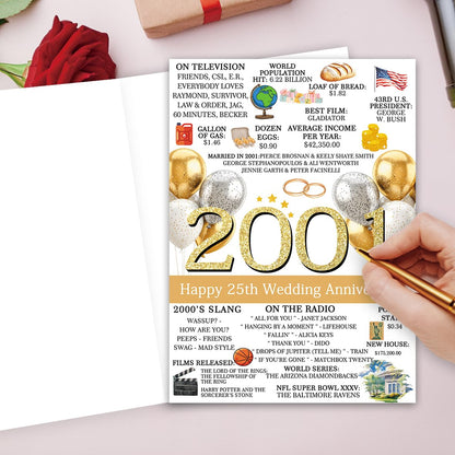 Hongshan 25th Wedding Anniversary Card for Couple Vintage hs-235