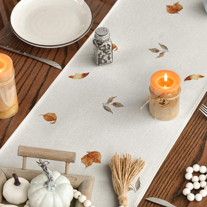 Artoid Mode Pumpkins Eucalyptus Table Runner 13x36 Inch Beige 210 GSM