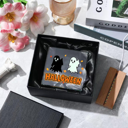 YouerCrystal Halloween Sign Colorful Glass Ghost Decor 3.94 Inch