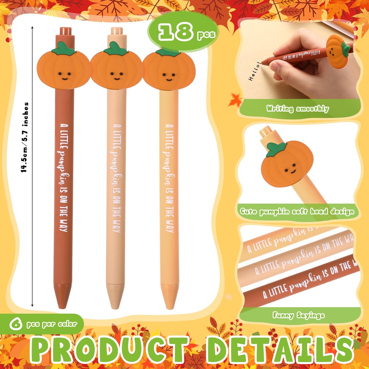 Watersay 18 Sets Thanksgiving Pumpkin Baby Shower Favors Fall Ballpoint Pens