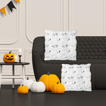 RBQXNW Halloween Pillow Covers 18x18 White Cat Ghost Set of 2 Plush