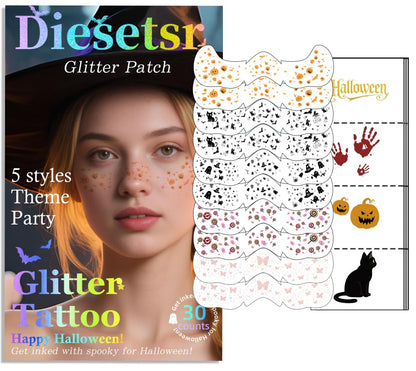 Diesetsr Face Glitter Freckles Temporary Tattoos Stickers Black 30 PCS