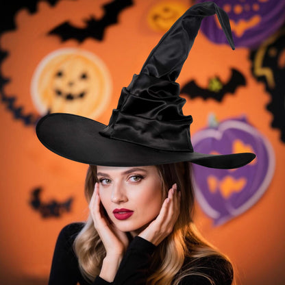 Leuceiy Halloween Witch Hat Black Polyester One Size Women Costume Accessory