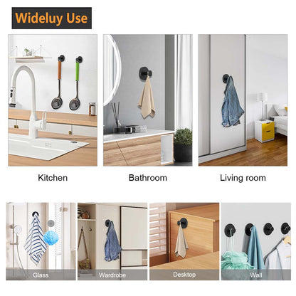 Homeshifters SUS 304 Stainless Steel Matte Black Suction Cup Hooks 2 Pc